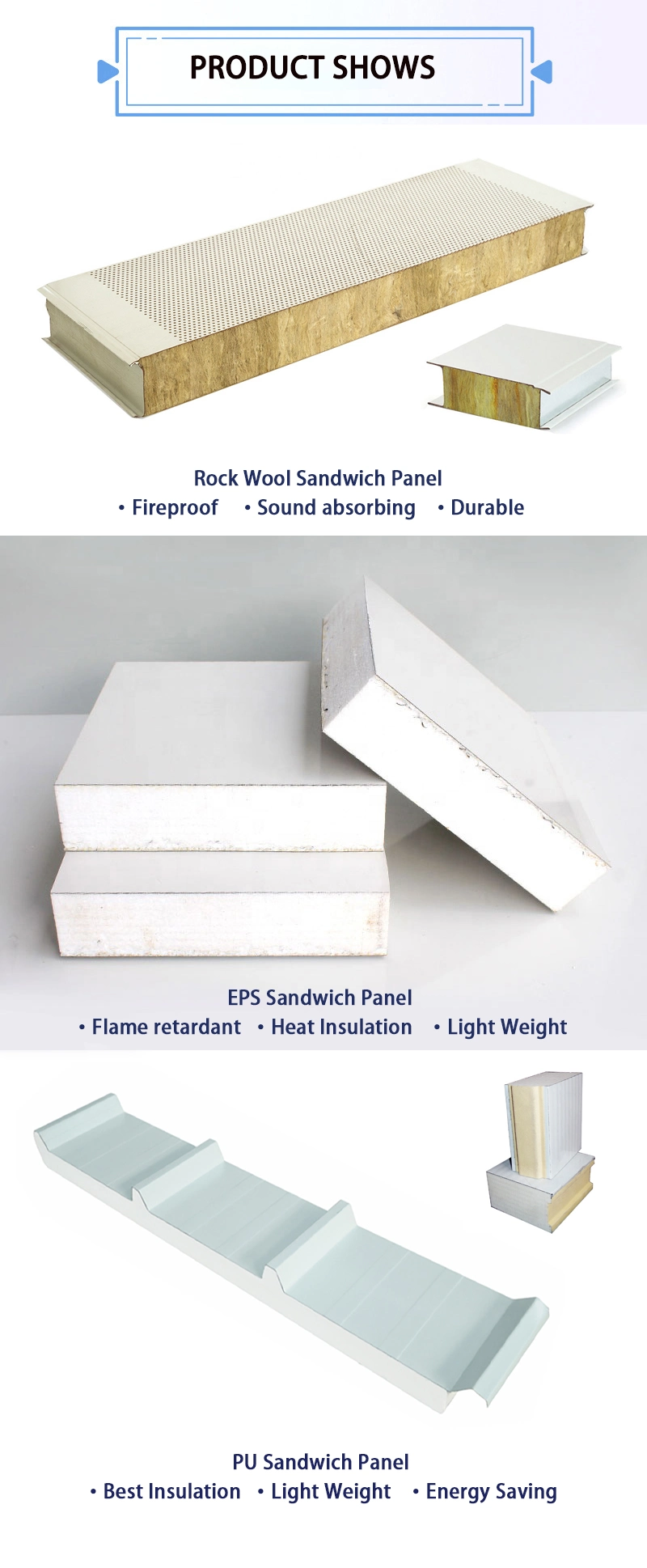 Truck Body PU Sandwich Panel Peru Refrigerated PU Freezer EPS /Rock Wool/PU Sandwich Panel Polyurethane Sandwich Panels